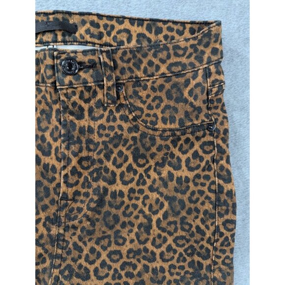 7 For All Mankind Jeans Womens Size 29 Black and Orange Leapard Print Boot Cut - Picture 3 of 15